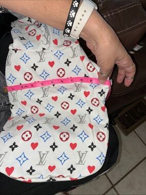 Louis Vuitton style White Top with Hearts and Blue & Black Monogram pet hoodie